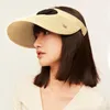 Chapéus de aba larga ohsunny feminino panamá palha com arco 2023 Proteção UV Professional UPF50 Casual Sun Caps Summer Cap Chapeau