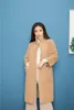 Women's Trench Coats 2023 Autumn And Winter Cardigan Soft Imitation Velvet Lapel Long Striped Jacket High Quality Slim Temperament Cardiga