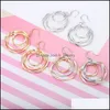 Hoop Huggie Fashion Design Punk Mtilayer Circle Dangle Earrings Necklace Bracelet For Women Big Round Hiphop Earring Jewelry Gift Dhqba