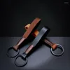 Keychains retro Simple Real Leather Cowhide Rope Keychain Men Women Cool Soft Key Holder Cover Auto Keyring Man Gift