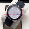 luxury mens watches 116655 40mm diamond dial black rubber strap rose gold steel bezel male wristwatches original box paper242J