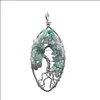 H￤nge halsband Rainbow Necklace Tree of Life Quartz Oval Natural Stone Drop Delivery Smycken h￤nge DHFSI