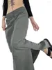 Skirts Fashion Women S Casual Solid Color Wide Hem Split Long Cargo Skirt Gray Streetwear Outfits Y2k