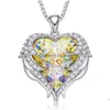 Pendanthalsband S925 Sterling Sier Fine Jewelry Ocean Heart Necklace Angel Wings Crystal CollarBone Chain Wholesale Drop de Dhgarden Dh0ew