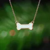 Pendant Necklaces RongXing Simple Blue White Fire Opal Dog Bone For Women Gold Rose Clavicle Necklace Wedding Jewelry