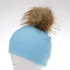 Berets Baby Hut Kunstpelz Jungen Mädchen Kappe Baumwolle Druck Pompom Bommel Für Winter Kinder Hüte Caps