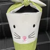 Easter Bunny Tags Barrel emmermand Plaid patchwork cartoon konijn oor bowknot canvas draagtas nieuwjaar geschenken eier snoepjes handtas tt0207