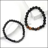 Beaded Strands 2Pcs Set Fashion Handmade Natural Agate Bead Bracelet For Men Women 6Mm 8Mm Stone Energy Elastical Jewelry Gift Drop Dhxch