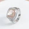 Couple Rings Women and Men Classic Ladies 14mm Morganite Zircon Rings Fashion Jewelry Accessories Rings