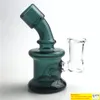 Ny 3,5 tums oljerigg Glas Bong Mini Recycler vattenrör med grönblå gul klar 10 mm 14 mm kvinna för rökning