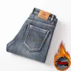 Herren Jeans Winter Männer Fleece Warme Jeans Klassischer Stil Business Casual Regular Fit Verdicken Stretch Denim Hosen Männliche Markenhose 230207