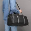 Duffel Bags Luufan мягкая подлинная кожаная туристическая сумка с обувным карманом, мужчины, женщины черные повседневные водокачественные уик -энд