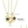 Pendant Necklaces Selling Couple Magnetic Attraction Necklace Sun Moon Love Splicing Projection 100 Languages I You Drop Del Dhgarden Dhuir