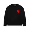 Paris Sweaters Designer Amies Knitted Sweater Embroidered Red Heart Solid Color Big Love Round Neck Short Sleeve a T-shirt for Men Women Keep Warm Casual Clothes