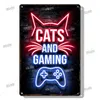 Vintage Metal Painting Neon Light Gamepad Glow Lettering Poster Decorative WIFI Zone Tin Sign Game Room Wall Art Plaque Modern Home Decor Aesthetic Size 30X20CM w01