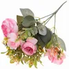 20 PC Fleurs Séchées Pivoine Faux Bouquet Bouquets De Soie Artificielle De Mariage De Mariée Tiges Pivoines Y