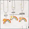 Collares colgantes Mujeres Costura Corazón Arco Iris Amistad Pareja Collar para Niñas Moda S Amigo Gargantilla Joyería Gota Entrega PE DHPQF