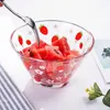 Bowls Cute Fruit Salad Bowl Transparent Glass Tableware 900ml Large Capacity Cartoon Strawberry Soup Dessert Snack Foods