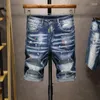 Mäns jeans 2023 sommar denim shorts manliga män målar tryck harem män jogger fotledsvåg elasticitet lämpliga byxor naom22