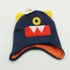 Berets Cartoon One Eye Monster Devil Knitting Cotton Beanies Cap Plush Winter Warm Cute 3 Eyes Toothy With Horn Kid Fleece Lining Hat