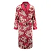 Herrrockar män robe nattklänning långa ärmar kimono badrock klänning silkeslen satin drake tryck pyjamas sömnkläder nattkläder klänning casual hem 230207