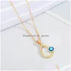 Pendant Necklaces Wholesale Creative Geometric Cross Hollow Blue Eyes Clavicle Chain Necklace Devils Eye Drop Delivery Jewelr Dhgarden Dho8X