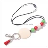 Pendant Necklaces Personalized Sile Beads Disc Necklace Keychain Teacher Nurse Id Card Breakaway Lanyard 52C3 Drop Delivery Jewelry P Dh4Dj