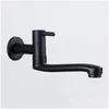 Baño Fregadero Grifos Fregona Piscina Grifo Negro Solo Tipo de pared fría Grifo extendido giratorio Balcón Lavabo Den Bibcock Drop Delivery Dhrqk