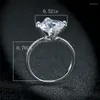 Anéis de casamento anel de cor prata geométrica de moda geométrica Big Square Stone no engajamento branco zircão de cristal de luxo para jóias femininas