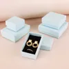 Gift Wrap Light blue gift packaging jewelry storage ring necklace box rectangular sponge lined carton 0207