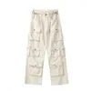 Pantalon homme rue blanc multi poche salopette Style Harajuku pantalon décontracté ample droite vadrouille automne 230105