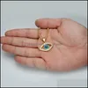 Pendant Necklaces Hip Hop Stainless Steel Bling Iced Out Evil Eye Pendants Ip Gold Filled Natural Stone Necklace For Men Jewelry 367 Dhvec