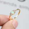 Bröllopsringar Fashion Simple Golden White Opal Ring Female Peripheral Set Fine Cubic Zircon Women Engagement