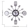 Wall Clocks 41.5cm Creative Iron Art Tableware Clock Silent Quartz Modern Design For Home Decor Relogio De Parede - Silver