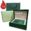 U1 Rolex Luxury Watch Mens Box Cases Originele binnenste buitenste dames horloges dozen Men PolsWatch Green Boxs Boekje Kaart 116610 ACCES292J