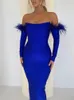 Casual jurken mozision elegante offshoulder veer mouw maxi vrouwen strapless backless bodycon long vestido 230207