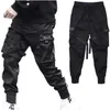 Pantalon homme Hip Hop Boy Track taille élastique Harem hommes Streetwear Punk rubans Design pantalon mâle noir poches Joggers 230207