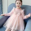 Girl Dresses Autumn Flower Party For Teen Butterfly Dress Elegant Children's Korean Princess Plush Frocks Little Girls Clothing