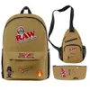 Raw 3pcs set Men Women Backpack Cigar Oxford Waterproof Backpack Bags Unisex Outside Hiking Travel Bicycle Bag Laptop Bags241H