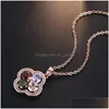 Lockets Wholesale New Korean Zircon Womens Necklace Pendant Hollow Water Drop Rose Gold Manufacturer Delivery Jewelry Necklac Dhgarden Dhzlf