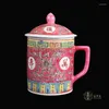 Koppar Saucers Vintage Red/Blue/Yellow Tea Cup med lock 300 Kinesisk traditionell Jingdezhen keramikblå och vit porslin LB73101