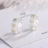 Hoop Earrings Korean Fashion 925 Sterling Silver Small Daisy For Women Huggie Female Ear Hole Hoops Piercing Jewelry Gift