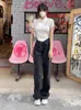 Women's TShirt KOSAHIKI Streetwear Bodysuit T Shirts Harajuku Y2k Aesthetic Top E Girl Fairy Grunge Graphic Tee Korean Fashion Camisetas 230206