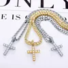 Anhänger Halsketten Glänzende Männer Frauen Hip Hop Kreuz Halskette Mit 4mm Seil Kette Iced Out Bling HipHop Schmuck Mode geschenk