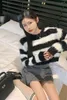 Women's Sweaters 2023 Winter For Women Korean Style Retro Warm Soft Cashmere Strip Sweater Long-sleeved Loose Y2k Pullover Tops