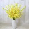 Couronnes de fleurs décoratives dansante orchidée en soie, Oncidium artificiel, tissus de décoration pour salon et chambre à coucher, tête jaune en dentelle