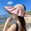 Big-eaves hat Fisherman's hat basin hat summer beach visor hat Breathable bow design