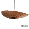 Lámparas colgantes Fedex Bambú Salón Luces Restaurante Lámpara Estilo chino Chapa de madera Comedor