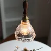 Kolye lambalar çatı katı dekor vintage lamba led pirinç ahşap cam asılı ışık odası kapalı aydınlatma antik damlalık armatür