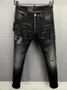 TR APSTAR DSQ MEN Wash Cool Guy Jeans черные классические рок-мото мужские дизайнерские рваные потертые узкие джинсовые байкерские джинсы DSQ Jean 10877